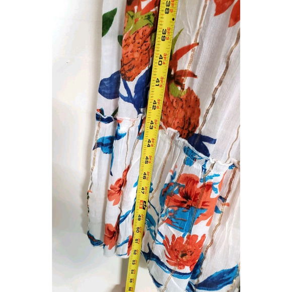 Anthropologie Me 2 Magic Womens Small Dress Long Floral Boho Maxi White Smocked - Picture 5 of 9